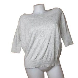 CABI SILK BLEND GRAY BATEAU NECKLINE SWEATER SIZE XS